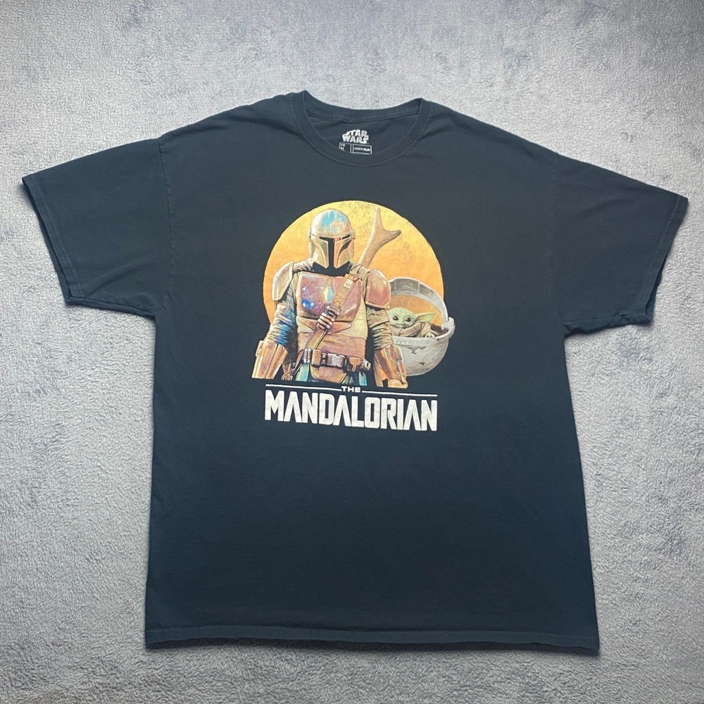 Star Wars Tshirt Mens XL The Mandalorian Black Graphic Grogu Fifth‎ Sun